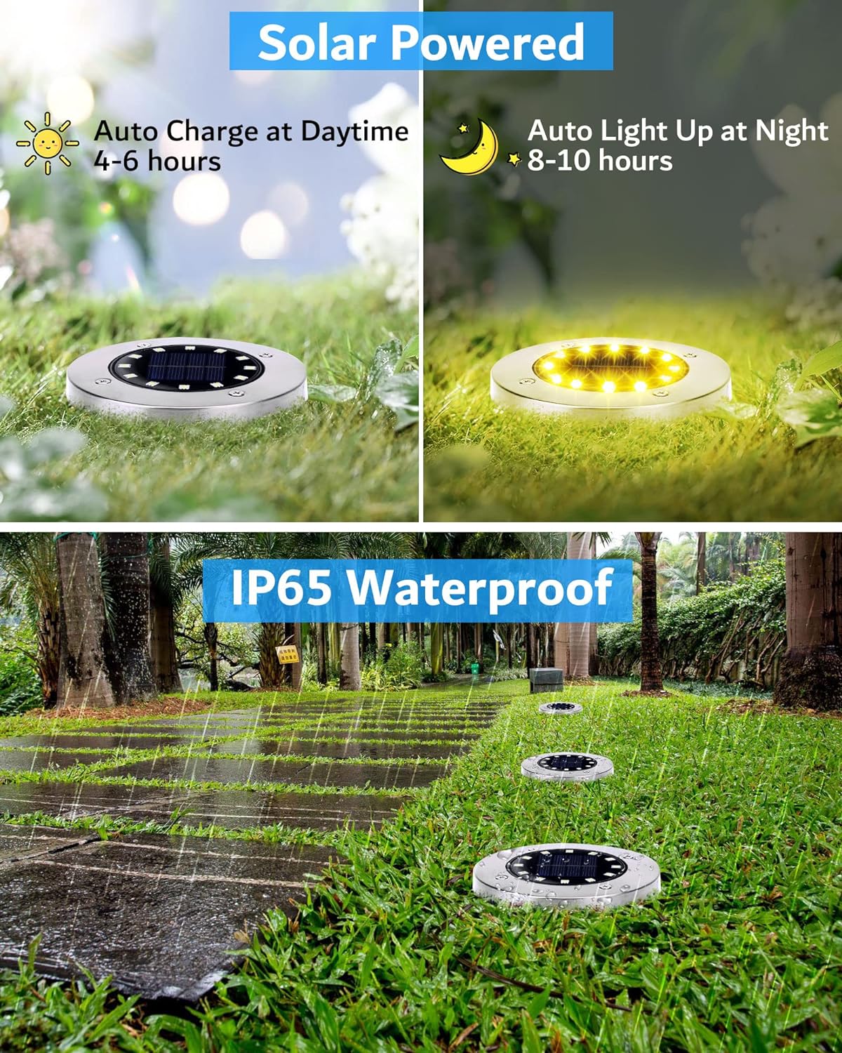 Baštenske solarne disk ubodne lampe 4 kom – 12led Disk Lights